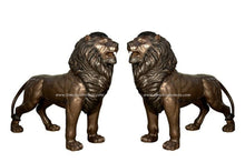 Load image into Gallery viewer, Life Size Bronze Estate Lions Pair - Mouth Open