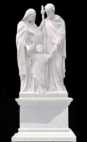 Holy Family Marble Statue With Pedestal - 63”H