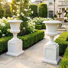 Load image into Gallery viewer, Lancaster English Garden Marble Urns with Pedestals Pair