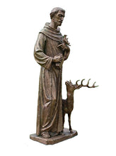 Load image into Gallery viewer, 72”H Life Size Saint Francis with Deer Bronze Statue