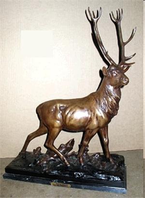 Grazing Elk on Marble Base