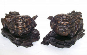 Set of Fu Lion Sculptures - Bronze