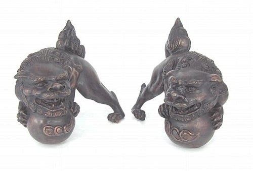 Set of Bronze Foo Dog Sculptures