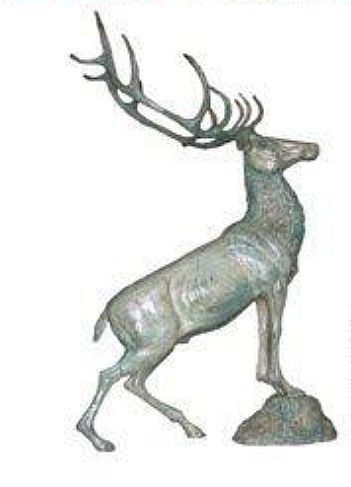 Life Size Male Deer Climbing on Mountain Boulder