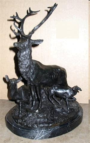 Male Deer with Babies Sculpture