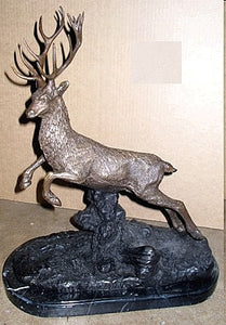 Leaping Male Deer Sculpture