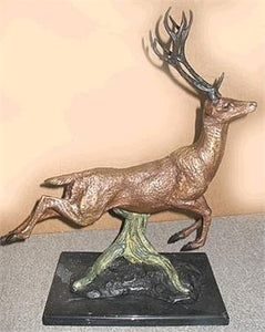Prancing Deer Sculpture on Marble Base