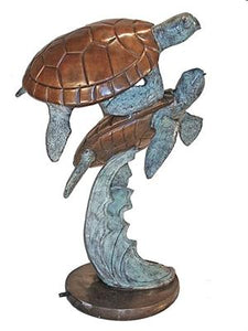 2 Sea Turtles Fountain Statue