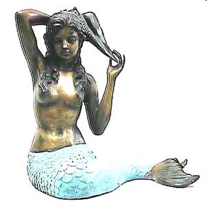 Mermaid Holding Conch Shell - Fountain Sculpture