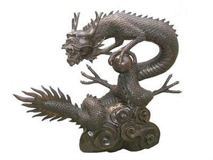 Large Chinese Dragon Sculpture with Orb