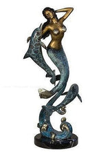 Load image into Gallery viewer, Mermaid&#39;s Dance with the Dolphins - Bronze Sculpture