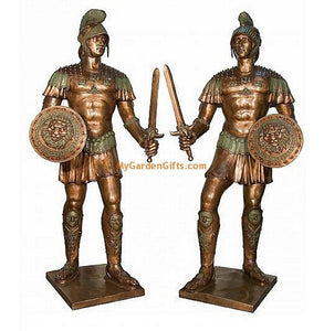 Pair of Ancient Roman Soldiers - Bronze Sculptures