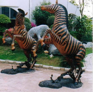 Set of Left and Right Life Size Zebra Sculptures