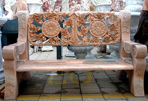 Rose and Medallion Marble Bench