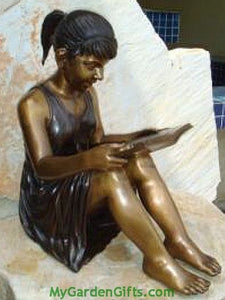 Reading Girl Sculpture - Bronze