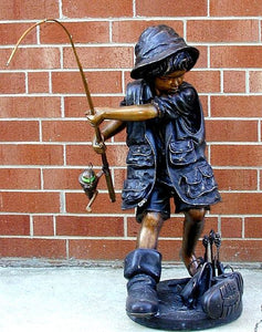Large Fishing Boy Fountain Bronze Statue –