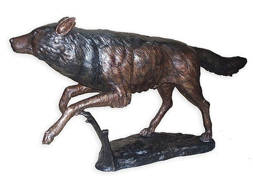 Running Wolf Sculpture in Bronze