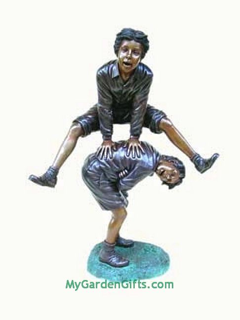 Life Size Boys Playing Leapfrog Sculpture