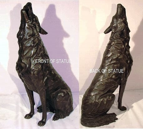 Large Sitting Wolf Sculpture