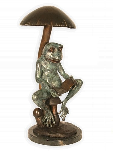 Bronze Reading Frog Statue