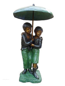 Sharing an Umbrella Fountain Statue