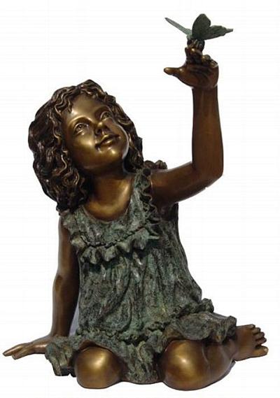 Pretty Girl with Butterfly on Hand Sculpture