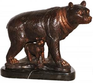 Mother and Baby Bear Bronze Sculpture