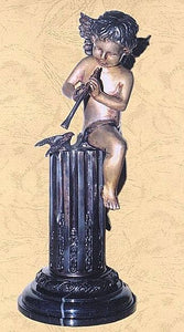 Bronze Angel Playing to the Bird Statue