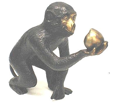 Monkey Makes an Offering Bronze Statue