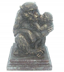 Mother and Baby Monkey Tabletop Sculpture
