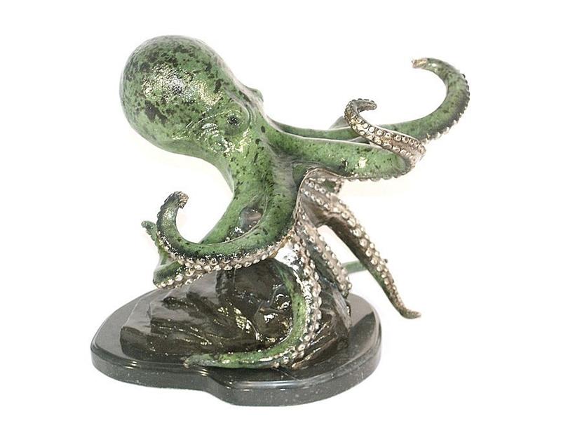 Octopus Sculpture on Marble Base –