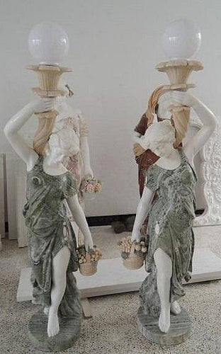 Set of Two Classical Women with Lamps