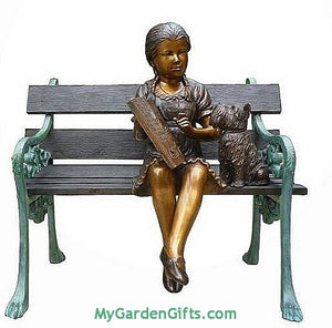 Reading Girl with Scottie Dog Sculpture