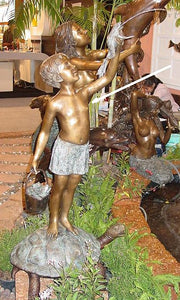 Large Fountain Spitter Statue Showing Boy with Frog