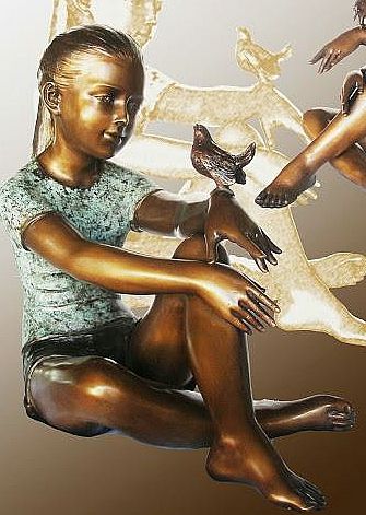 Little Girl with her Bird Statue