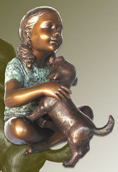 Girl with Labrador Dog Sculpture