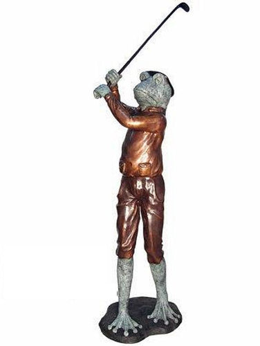 Young Golfer Frog Sculpture
