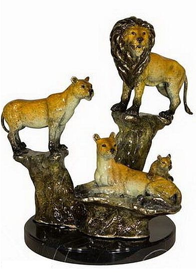 Family of Lions Tabletop Sculpture