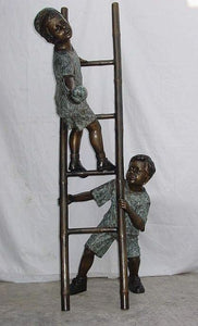 Boys on a Ladder with a Baseball Bronze Sculpture