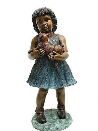 Little Girl with her Cat Statue