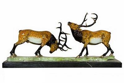 Fighting Deers on Marble Base