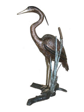 Load image into Gallery viewer, Heron Sculpture by a Cattail - Bronze Sculpture