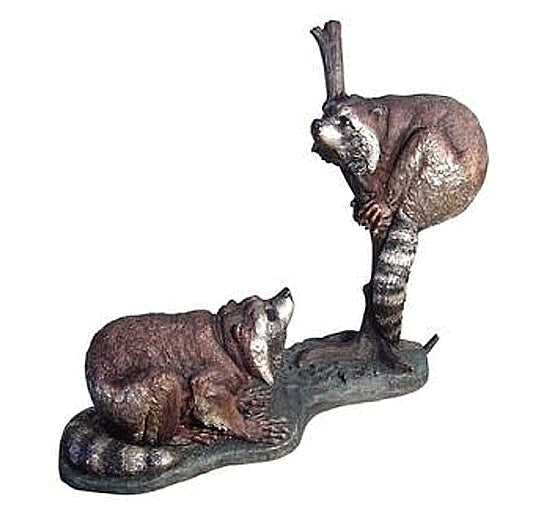 Raccoons Are Having a Playtime Bronze Sculpture