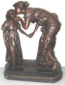 Mother Kissing Daughter Bronze Sculpture