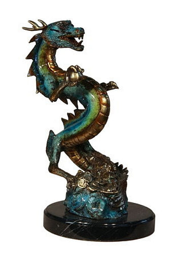Chinese Dragon Sculpture on Marble Base