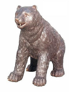26"H Attentive Bronze Bear Sculpture