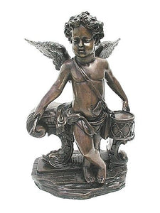 Bronze Cherub with Drum Statue