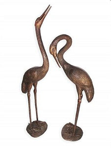 Set of Large Crane Sculptures - Bronze