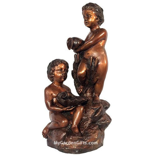 Two Cherub Garden Fountain Statue