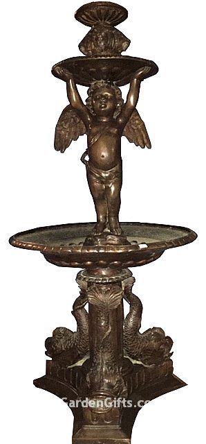 Tiered Cherub Fountain with Dolphin Themed Base